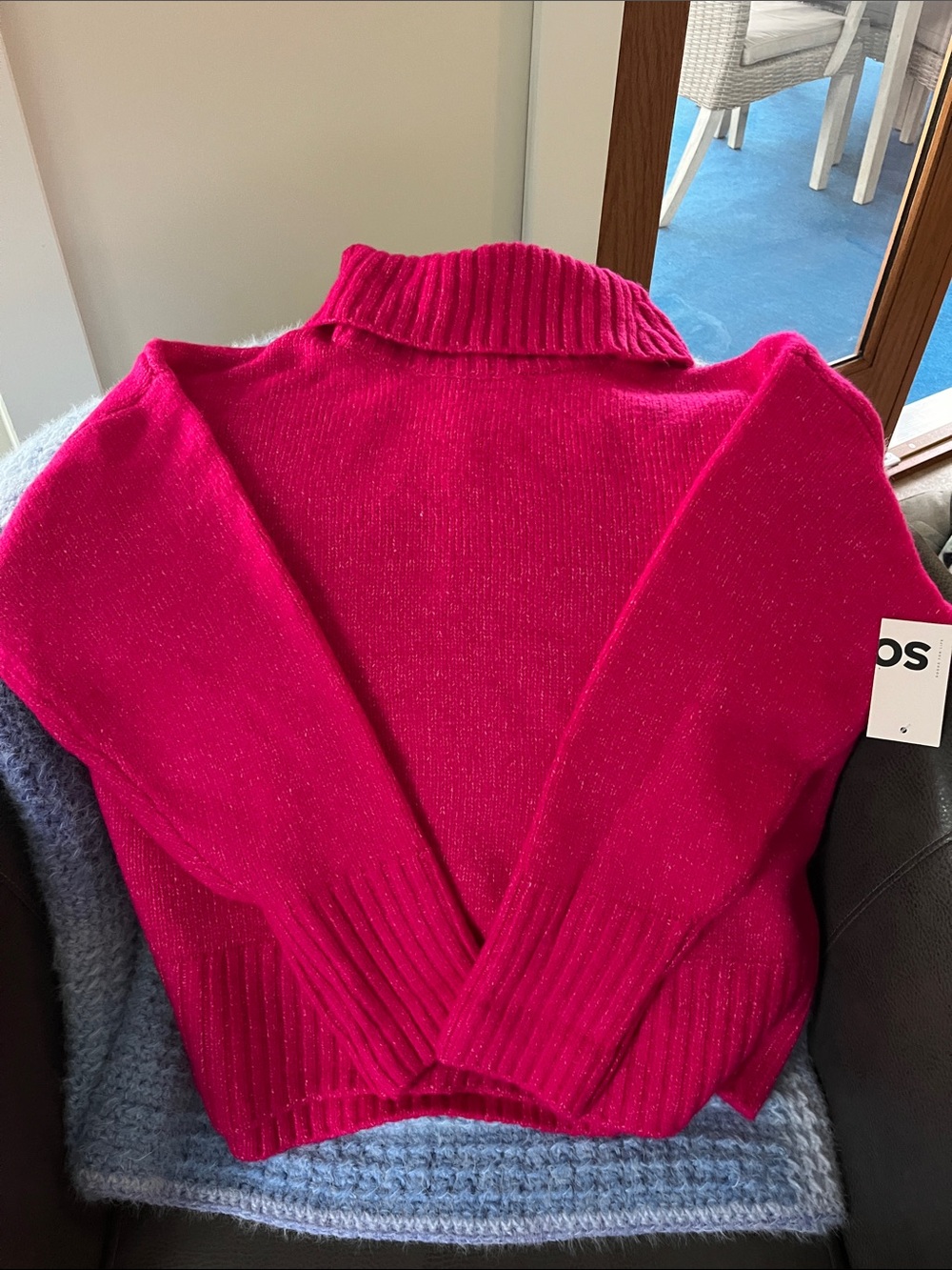 SO Fuchsia Ribbed Turtleneck Sweater